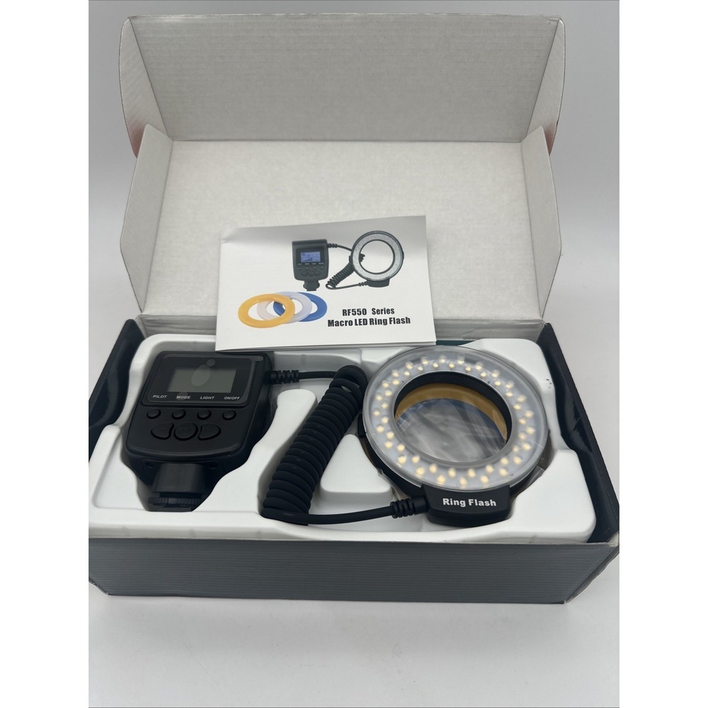 Neewer 48 Macro LED Ring Flash W/ Power Control, Adapter Rings Diffusers R550